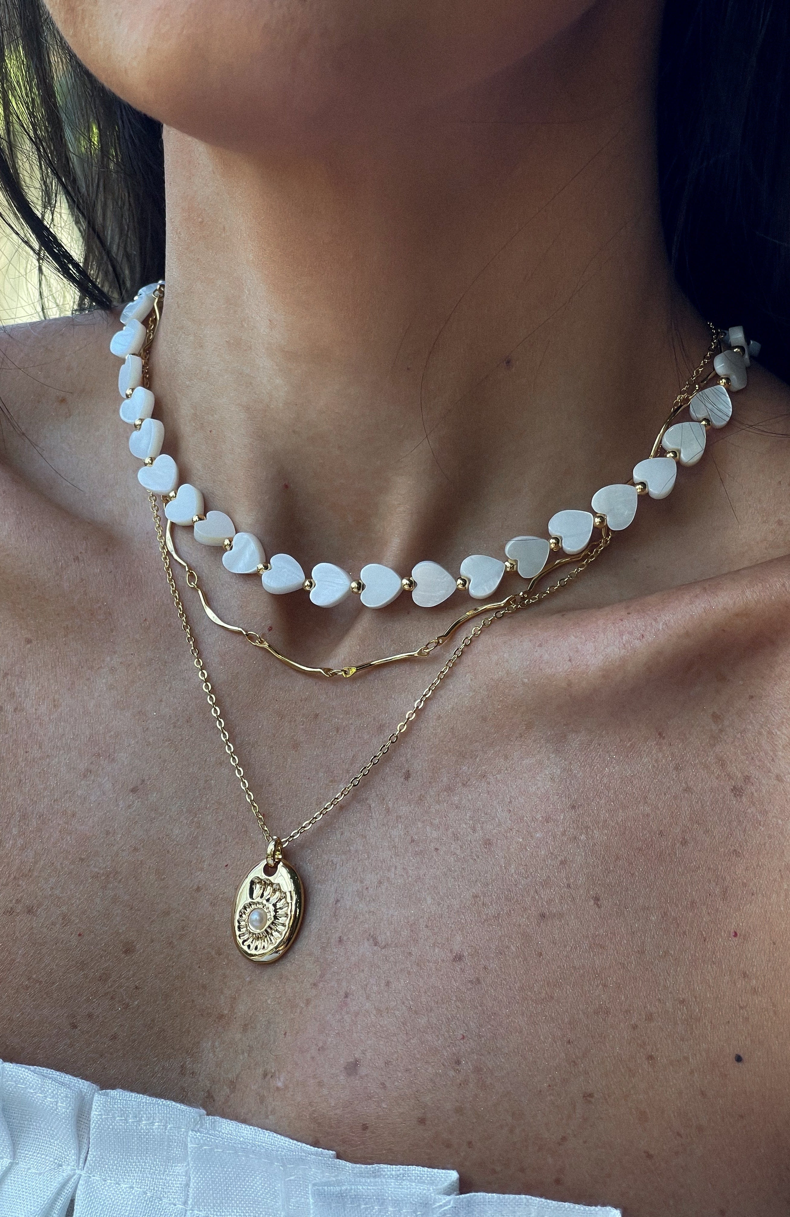 Mother of Pearl Heart Necklace
