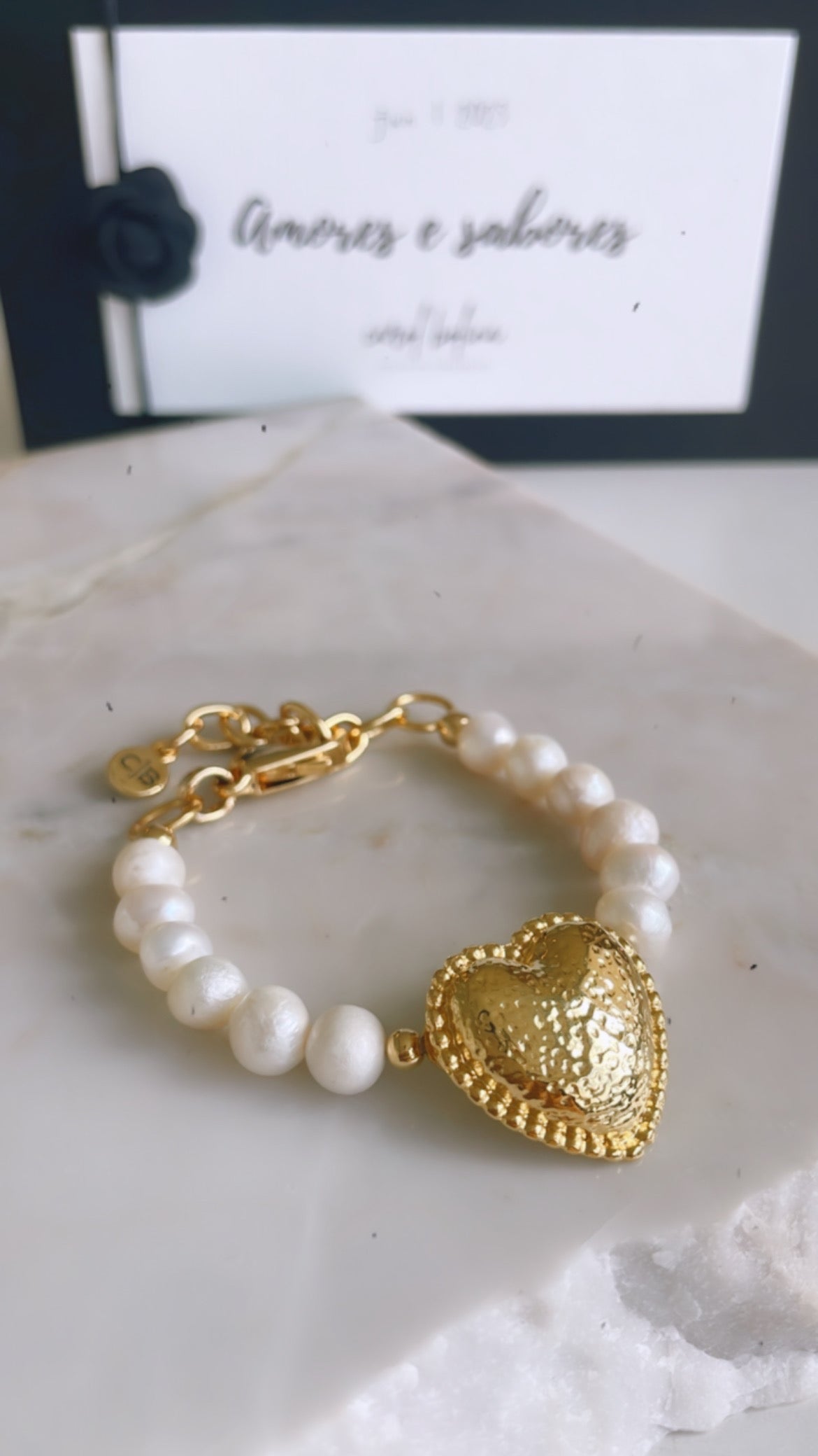 Heart and Pearl Bracelet