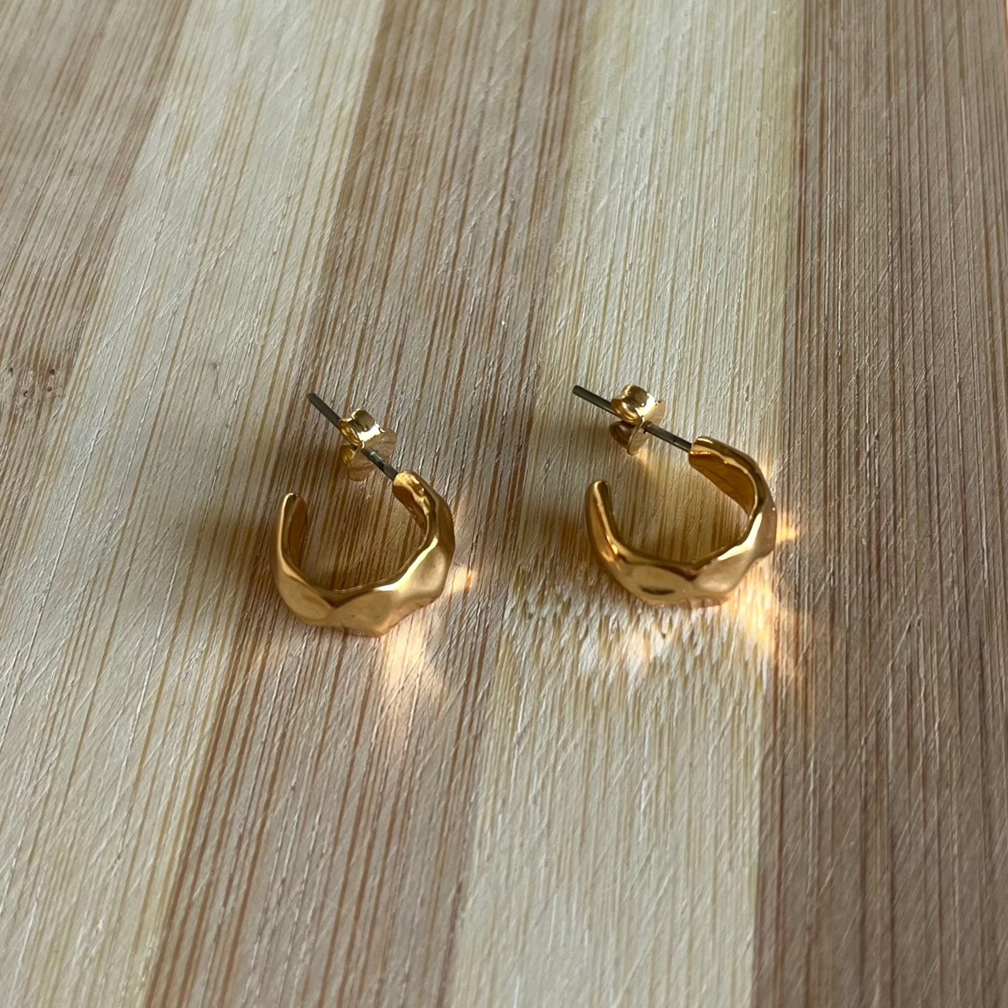 Organic Hoop Earrings - Golden